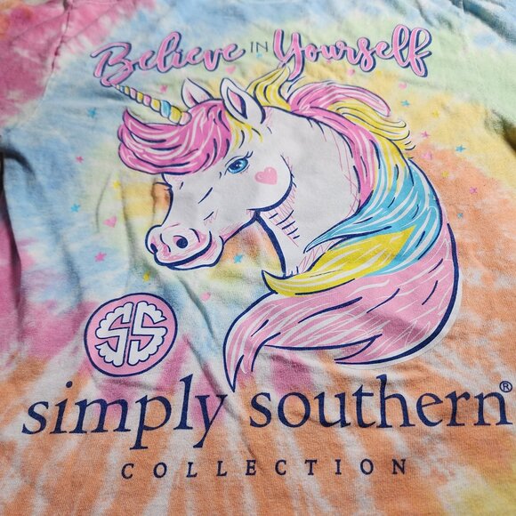 Simply Southern Collection Womens Small Tie Dye Unicorn T-Shirt - Picture 2 of 7